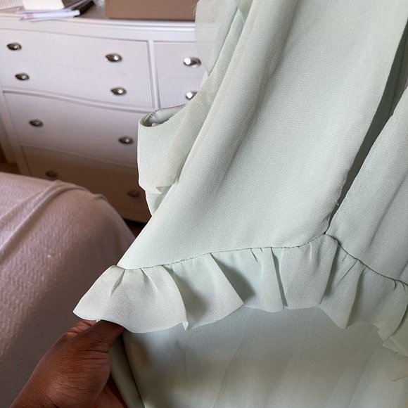 Fit and Flare High Neck Plunge Dress with Ruffle Details - True Decadence - Picture 6 of 10